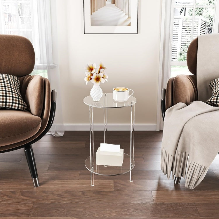 YX107 Acrylic Round Two-layer Small Bedside Table - Transparent