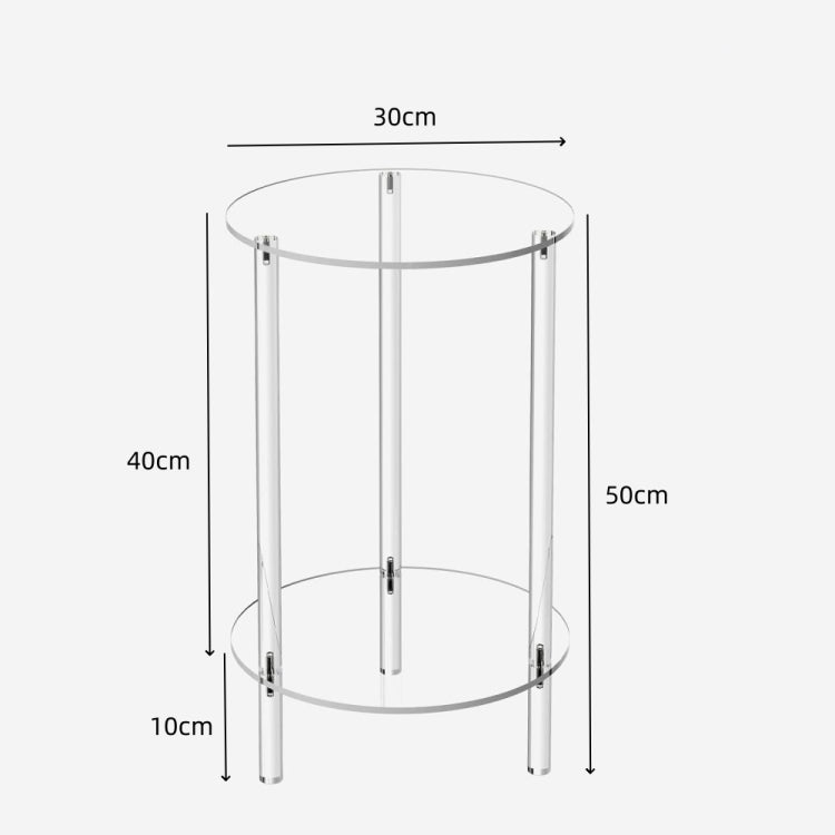 YX107 Acrylic Round Two-layer Small Bedside Table - Transparent