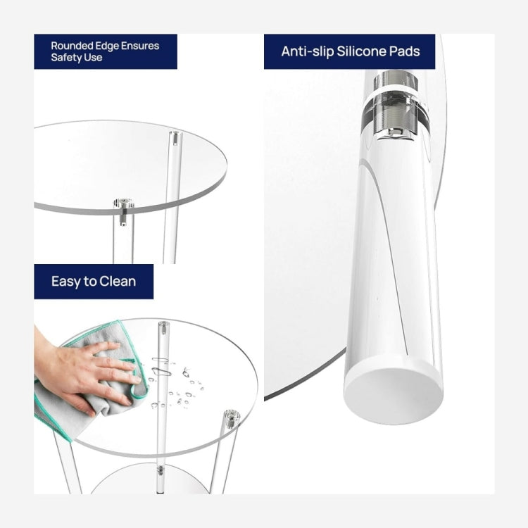 YX107 Acrylic Round Two-layer Small Bedside Table - Transparent
