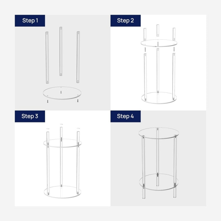 YX107 Acrylic Round Two-layer Small Bedside Table - Transparent