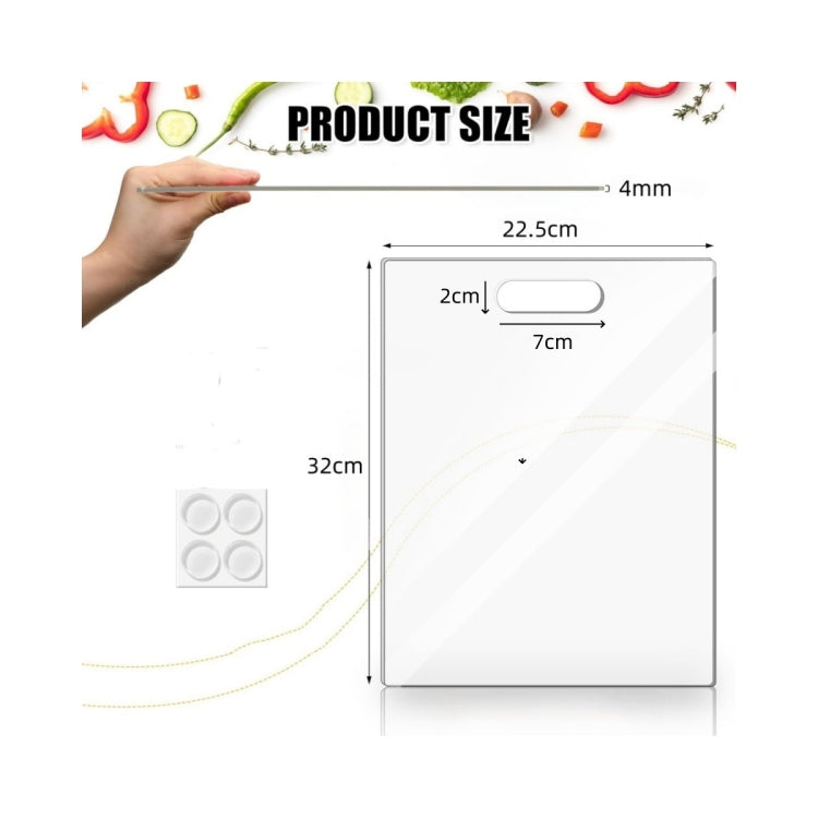 YX111 Acrylic Fruit Vegetable Cutting Board with Anti-slip Pad - Transparent