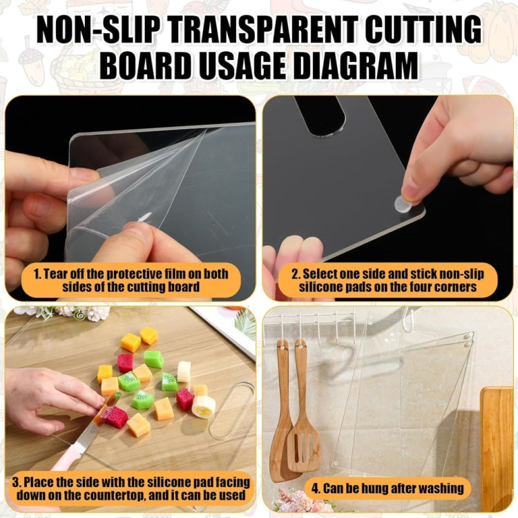 YX111 Acrylic Fruit Vegetable Cutting Board with Anti-slip Pad - Transparent