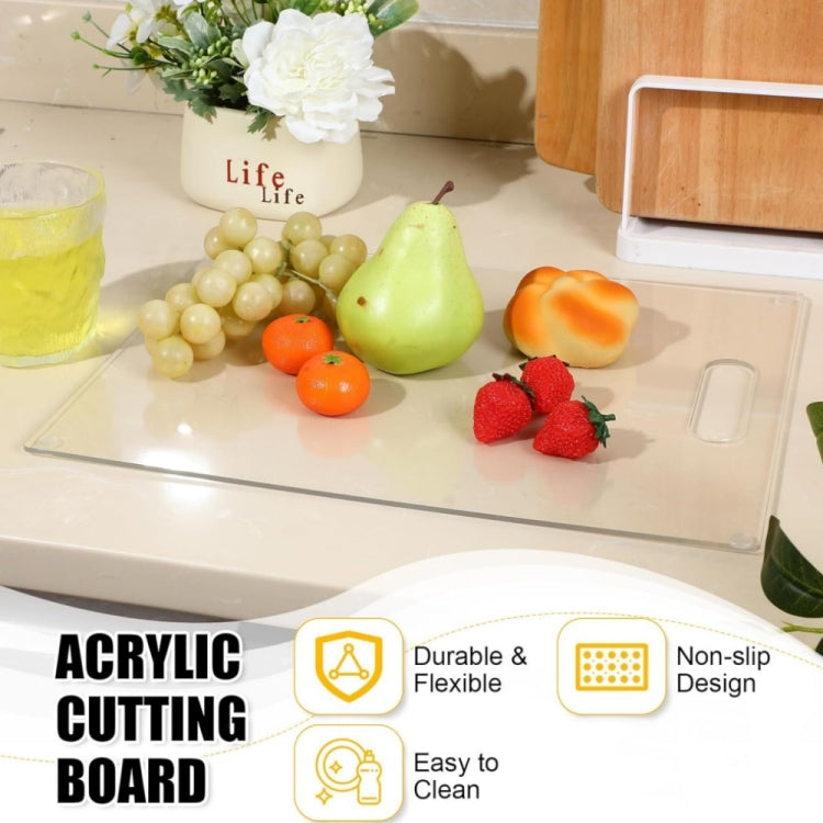 YX111 Acrylic Fruit Vegetable Cutting Board with Anti-slip Pad - Transparent