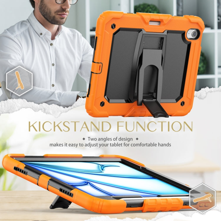 For iPad Air 11 2026 / 2025 / 2024 Silicone Hydric PC Tablet Case with Shoulder Strap & Holder