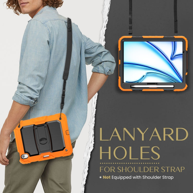 For iPad Air 11 2026 / 2025 / 2024 Silicone Hydric PC Tablet Case with Shoulder Strap & Holder