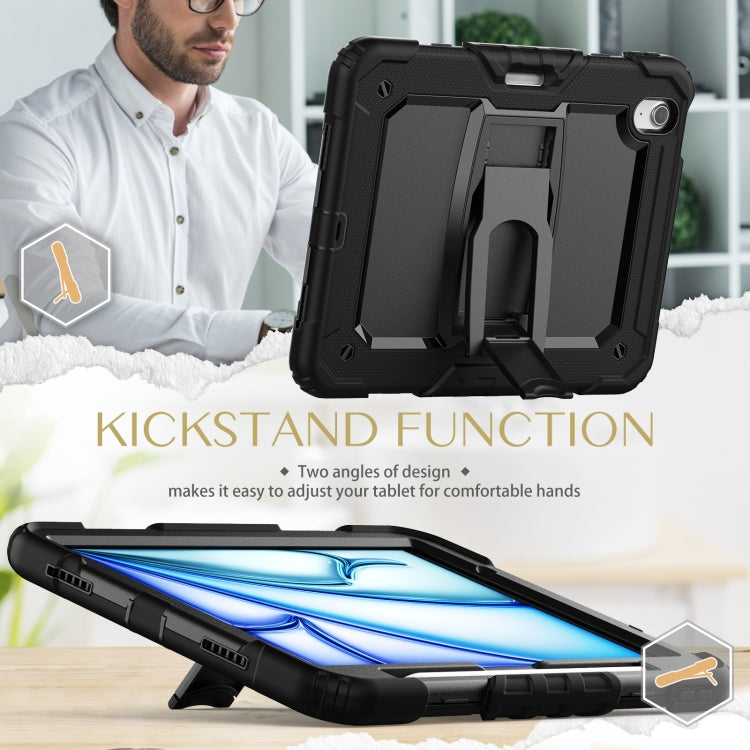 For iPad Air 11 2026 / 2025 / 2024 Silicone Hydric PC Tablet Case with Shoulder Strap & Holder