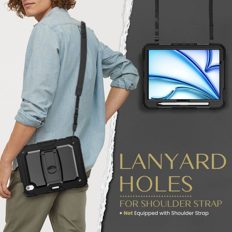 For iPad Air 11 2026 / 2025 / 2024 Silicone Hydric PC Tablet Case with Shoulder Strap & Holder