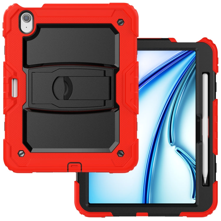 For iPad Air 11 2026 / 2025 / 2024 Silicone Hydric PC Tablet Case with Shoulder Strap & Holder