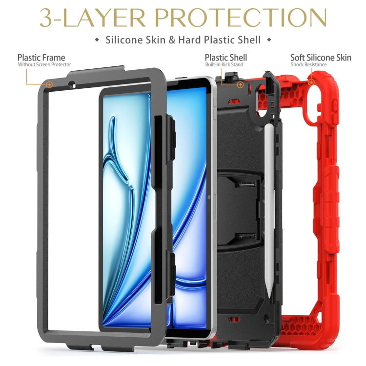 For iPad Air 11 2026 / 2025 / 2024 Silicone Hydric PC Tablet Case with Shoulder Strap & Holder