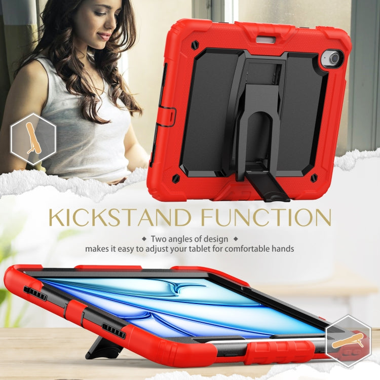 For iPad Air 11 2026 / 2025 / 2024 Silicone Hydric PC Tablet Case with Shoulder Strap & Holder