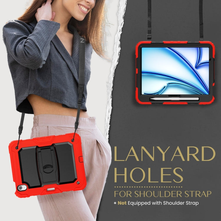 For iPad Air 11 2026 / 2025 / 2024 Silicone Hydric PC Tablet Case with Shoulder Strap & Holder