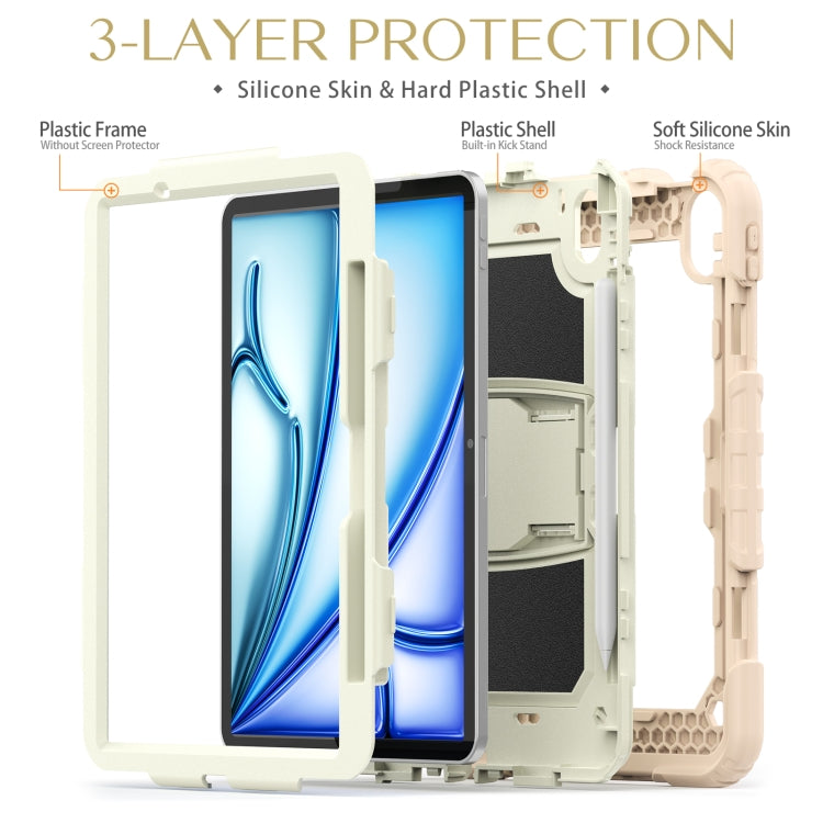 For iPad Air 11 2026 / 2025 / 2024 Silicone Hydric PC Tablet Case with Shoulder Strap & Holder