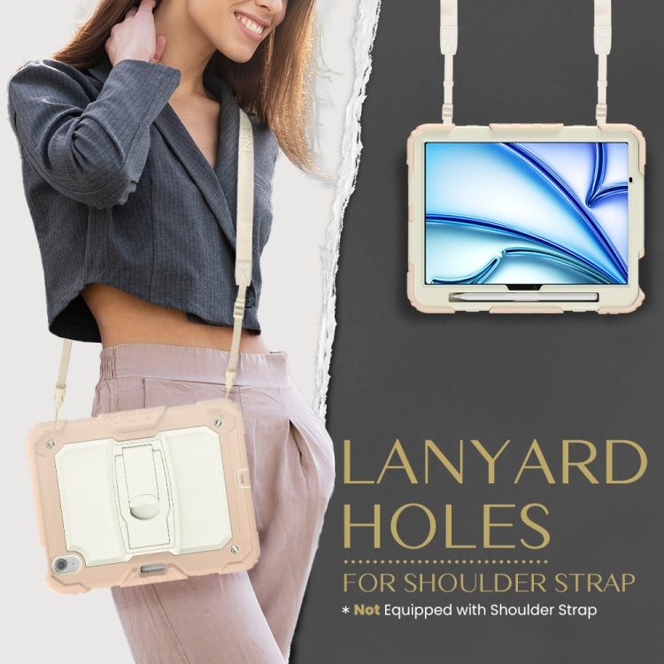For iPad Air 11 2026 / 2025 / 2024 Silicone Hydric PC Tablet Case with Shoulder Strap & Holder