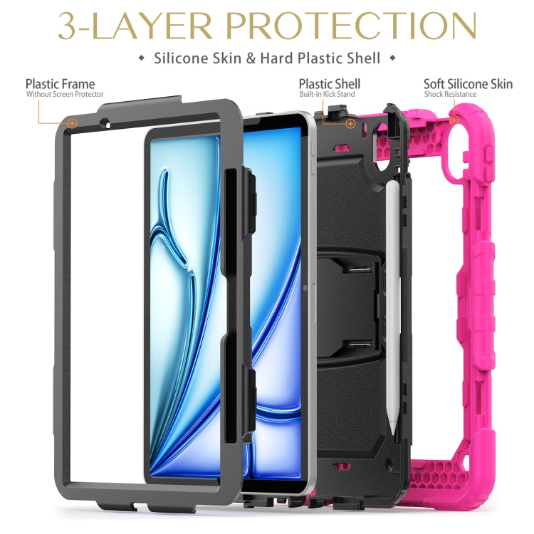 For iPad Air 11 2026 / 2025 / 2024 Silicone Hydric PC Tablet Case with Shoulder Strap & Holder