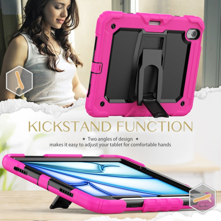For iPad Air 11 2026 / 2025 / 2024 Silicone Hydric PC Tablet Case with Shoulder Strap & Holder