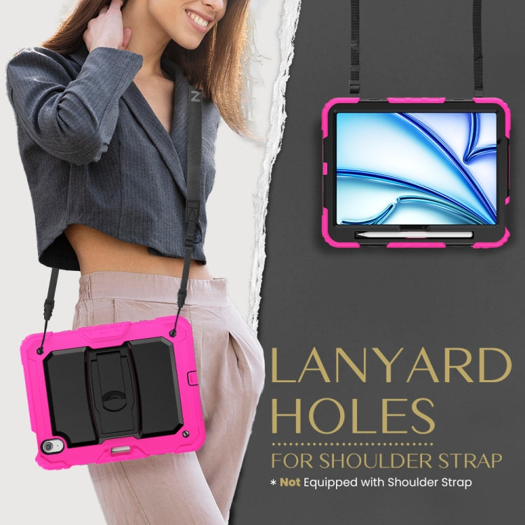 For iPad Air 11 2026 / 2025 / 2024 Silicone Hydric PC Tablet Case with Shoulder Strap & Holder
