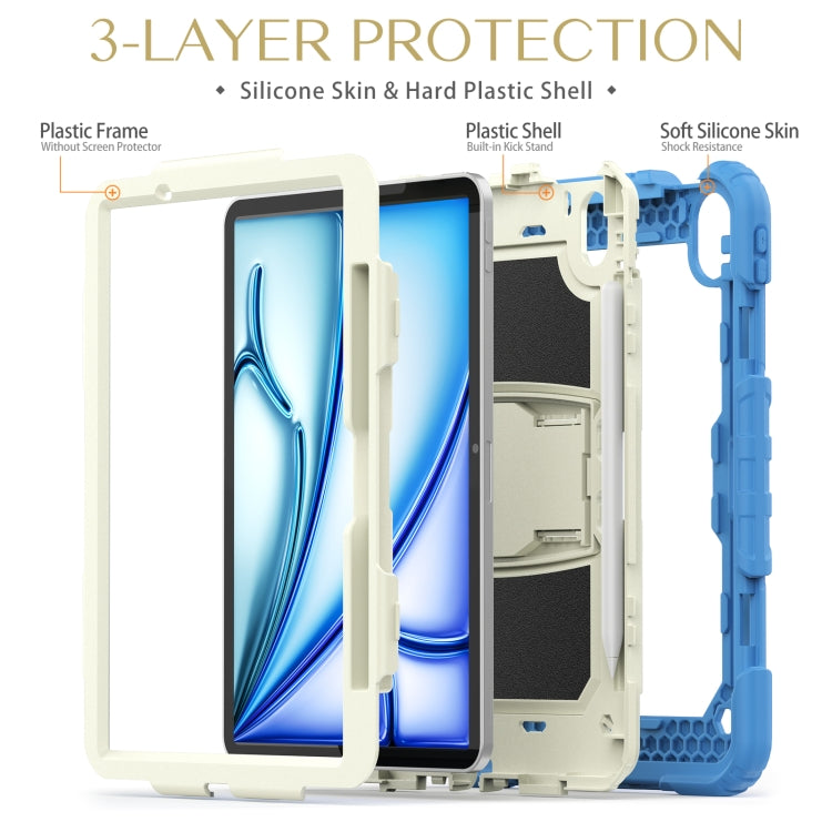For iPad Air 11 2026 / 2025 / 2024 Silicone Hydric PC Tablet Case with Shoulder Strap & Holder