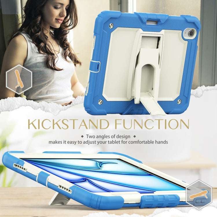 For iPad Air 11 2026 / 2025 / 2024 Silicone Hydric PC Tablet Case with Shoulder Strap & Holder