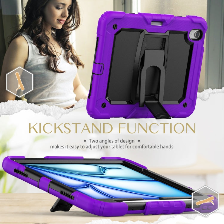 For iPad Air 11 2026 / 2025 / 2024 Silicone Hydric PC Tablet Case with Shoulder Strap & Holder