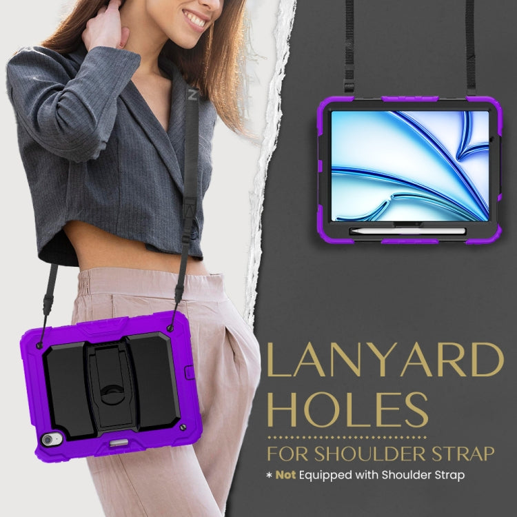 For iPad Air 11 2026 / 2025 / 2024 Silicone Hydric PC Tablet Case with Shoulder Strap & Holder