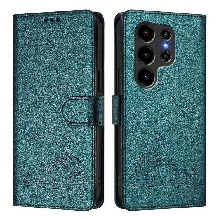 For Blackview Wave 10 Cat Rat Embossed Pattern RFID Leather Phone Case with Lanyard