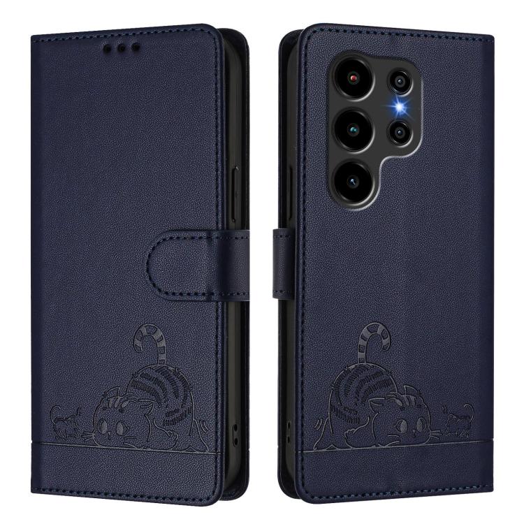 For Blackview Wave 10 Cat Rat Embossed Pattern RFID Leather Phone Case with Lanyard