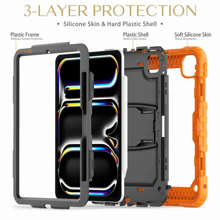 For iPad Pro 11 2025 / 2024 Silicone Hydric PC Tablet Case with Shoulder Strap & Holder