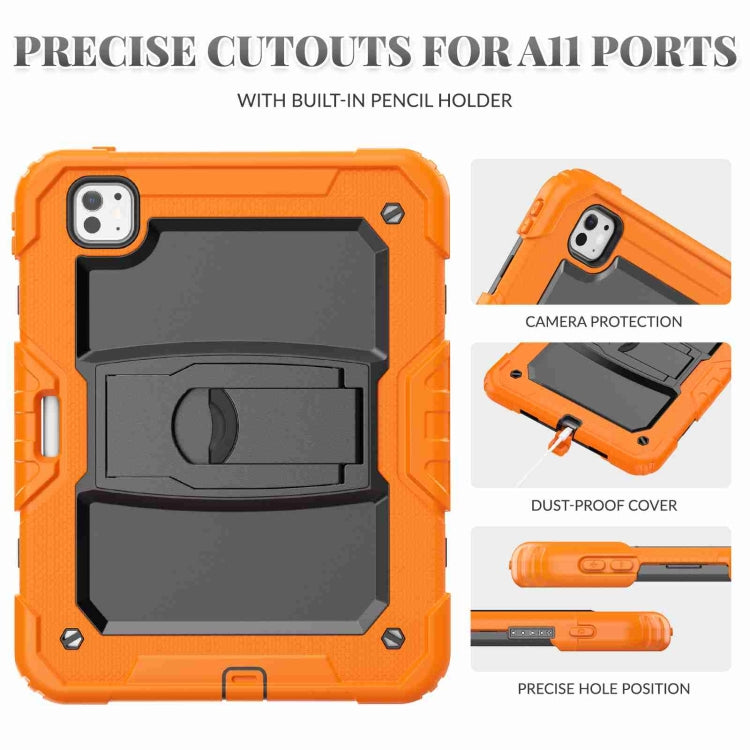 For iPad Pro 11 2025 / 2024 Silicone Hydric PC Tablet Case with Shoulder Strap & Holder