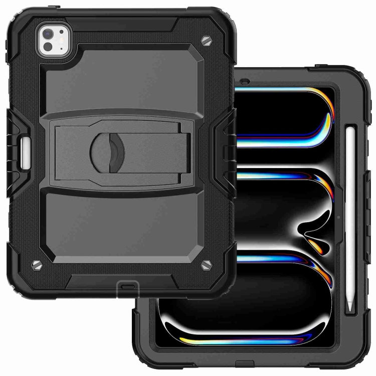 For iPad Pro 11 2025 / 2024 Silicone Hydric PC Tablet Case with Shoulder Strap & Holder
