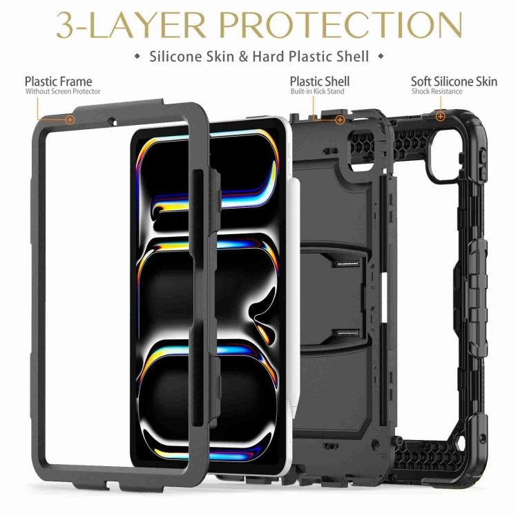 For iPad Pro 11 2025 / 2024 Silicone Hydric PC Tablet Case with Shoulder Strap & Holder