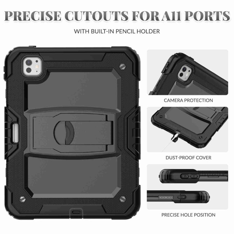 For iPad Pro 11 2025 / 2024 Silicone Hydric PC Tablet Case with Shoulder Strap & Holder