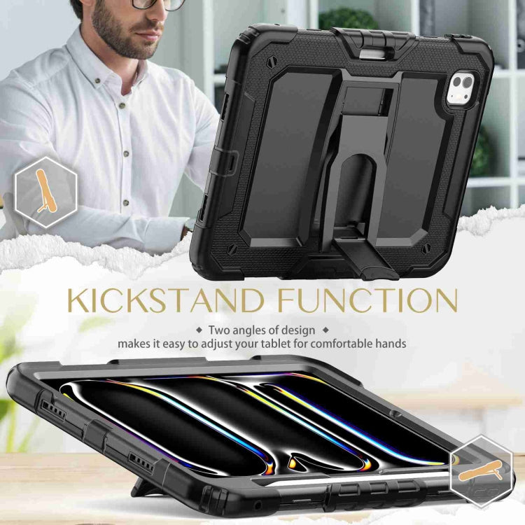 For iPad Pro 11 2025 / 2024 Silicone Hydric PC Tablet Case with Shoulder Strap & Holder