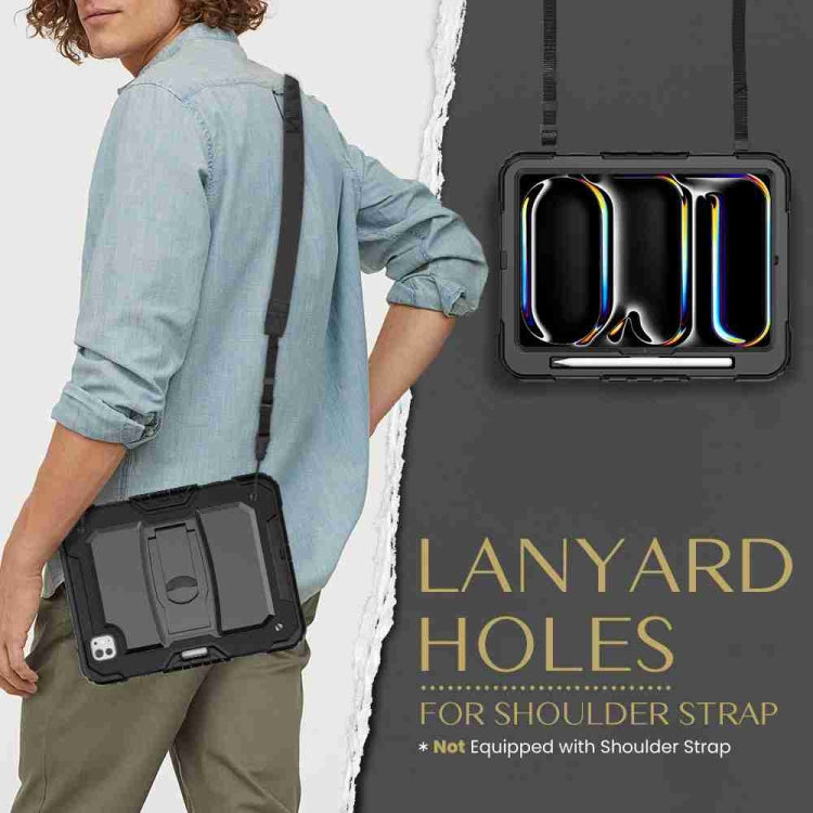 For iPad Pro 11 2025 / 2024 Silicone Hydric PC Tablet Case with Shoulder Strap & Holder