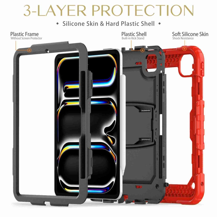 For iPad Pro 11 2025 / 2024 Silicone Hydric PC Tablet Case with Shoulder Strap & Holder