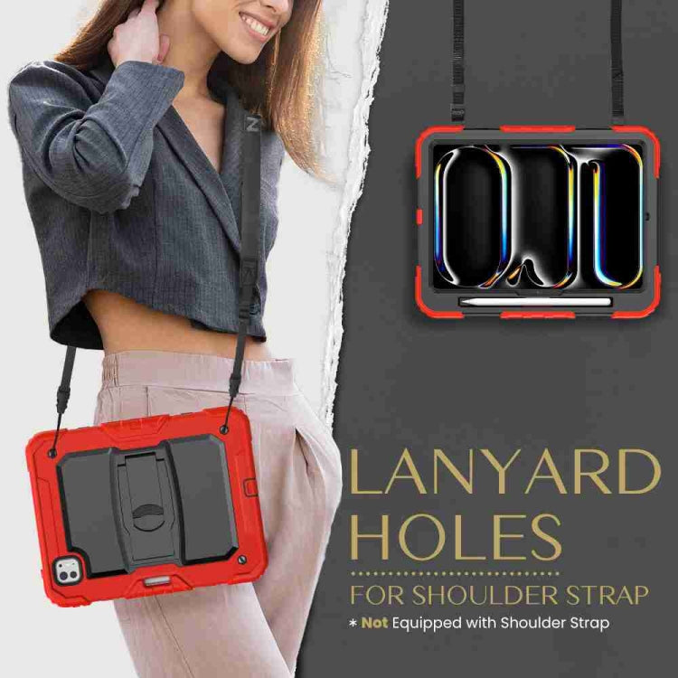 For iPad Pro 11 2025 / 2024 Silicone Hydric PC Tablet Case with Shoulder Strap & Holder