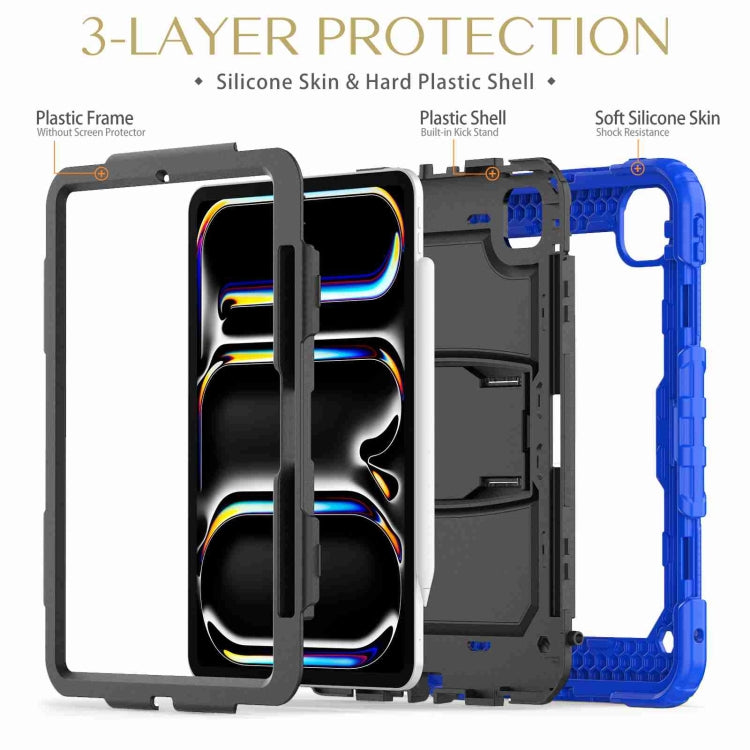 For iPad Pro 11 2025 / 2024 Silicone Hydric PC Tablet Case with Shoulder Strap & Holder