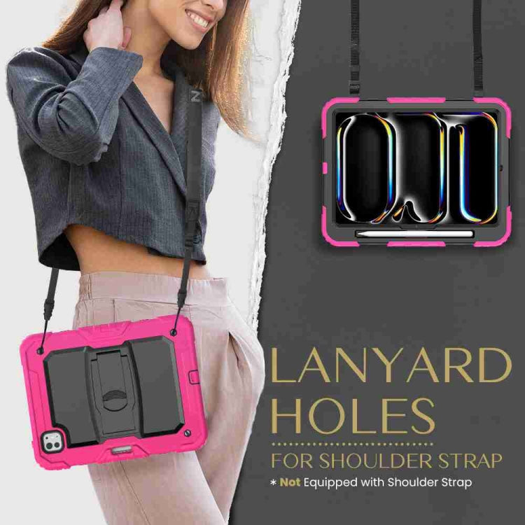 For iPad Pro 11 2025 / 2024 Silicone Hydric PC Tablet Case with Shoulder Strap & Holder