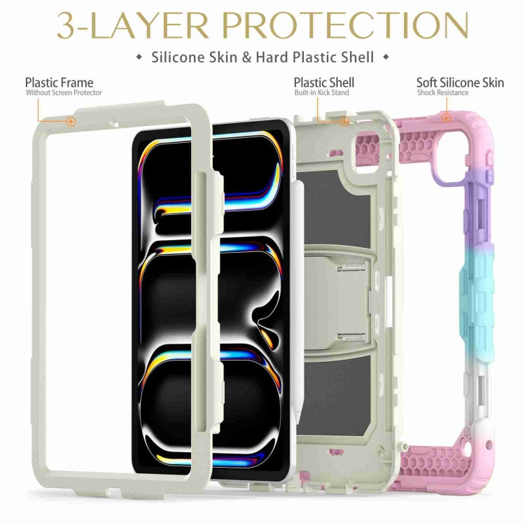 For iPad Pro 11 2025 / 2024 Silicone Hydric PC Tablet Case with Shoulder Strap & Holder