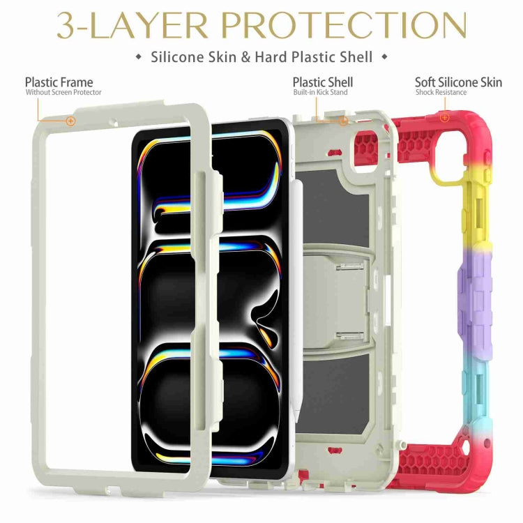 For iPad Pro 11 2025 / 2024 Silicone Hydric PC Tablet Case with Shoulder Strap & Holder