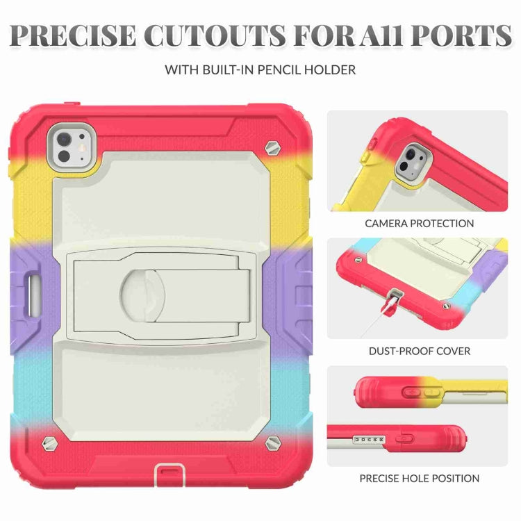 For iPad Pro 11 2025 / 2024 Silicone Hydric PC Tablet Case with Shoulder Strap & Holder