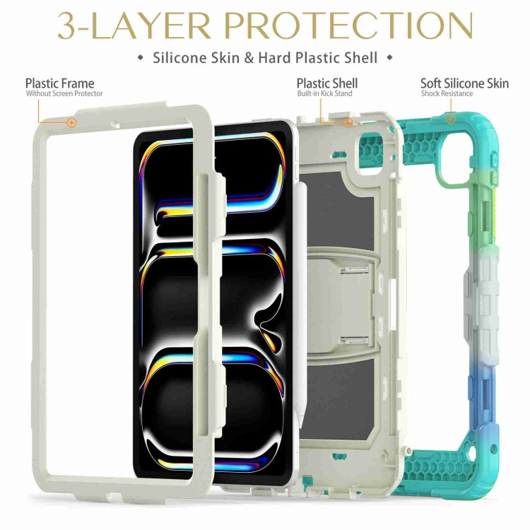 For iPad Pro 11 2025 / 2024 Silicone Hydric PC Tablet Case with Shoulder Strap & Holder