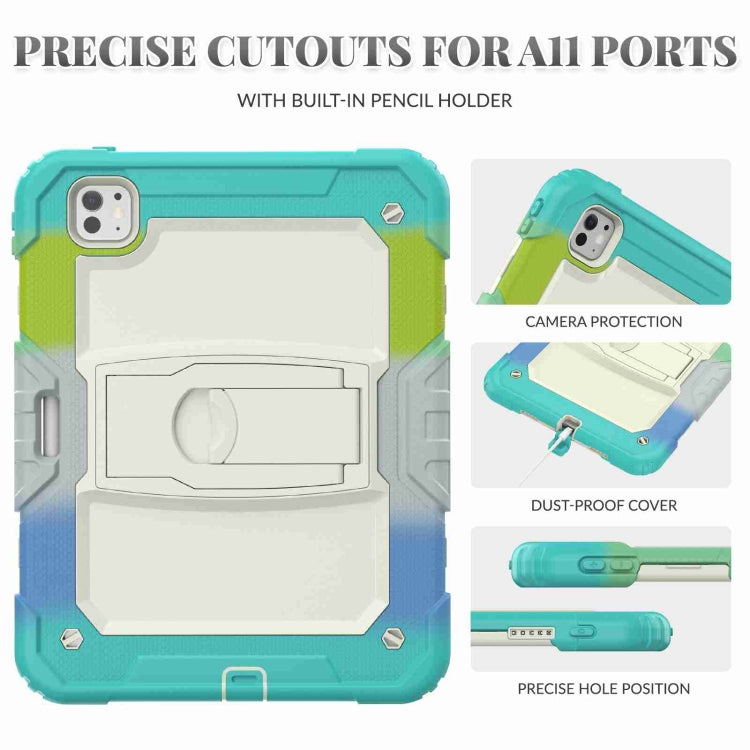 For iPad Pro 11 2025 / 2024 Silicone Hydric PC Tablet Case with Shoulder Strap & Holder