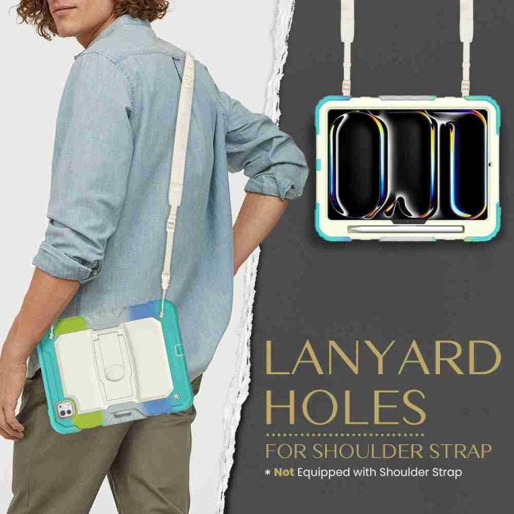 For iPad Pro 11 2025 / 2024 Silicone Hydric PC Tablet Case with Shoulder Strap & Holder