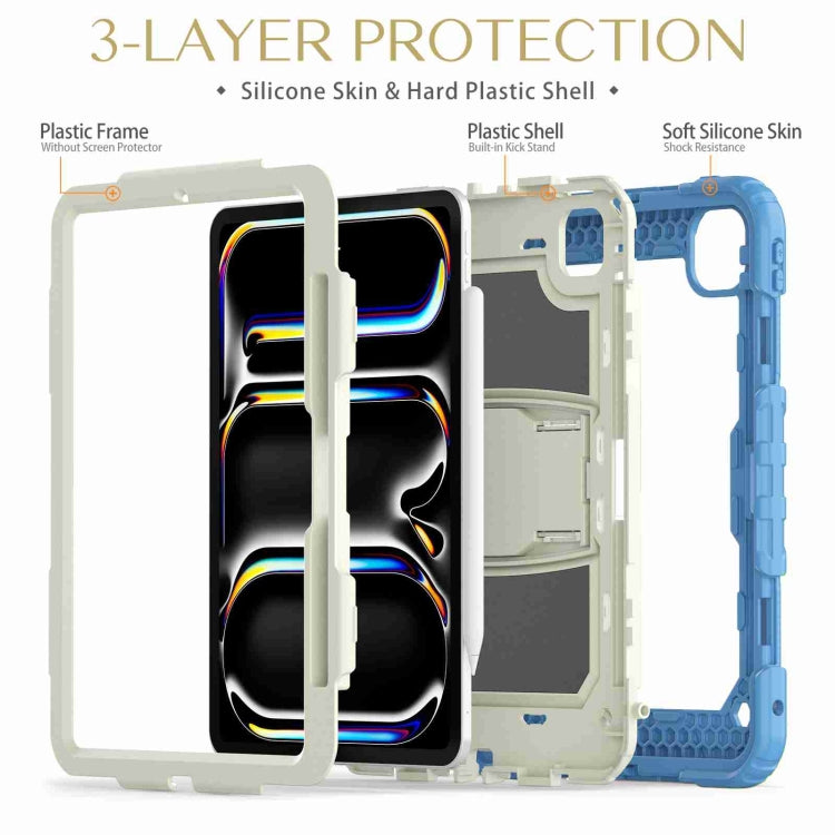 For iPad Pro 11 2025 / 2024 Silicone Hydric PC Tablet Case with Shoulder Strap & Holder
