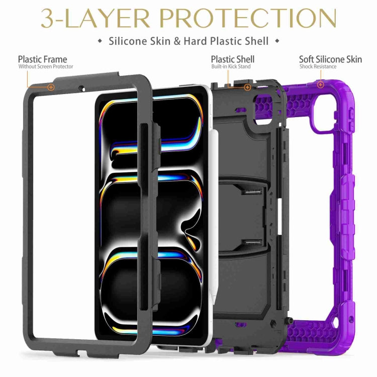 For iPad Pro 11 2025 / 2024 Silicone Hydric PC Tablet Case with Shoulder Strap & Holder