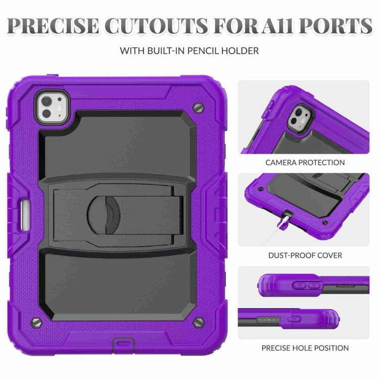 For iPad Pro 11 2025 / 2024 Silicone Hydric PC Tablet Case with Shoulder Strap & Holder