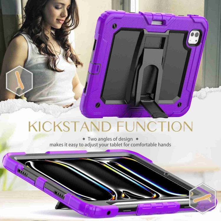 For iPad Pro 11 2025 / 2024 Silicone Hydric PC Tablet Case with Shoulder Strap & Holder