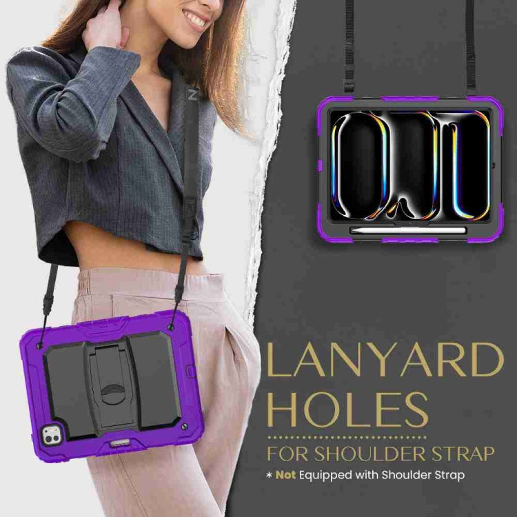 For iPad Pro 11 2025 / 2024 Silicone Hydric PC Tablet Case with Shoulder Strap & Holder