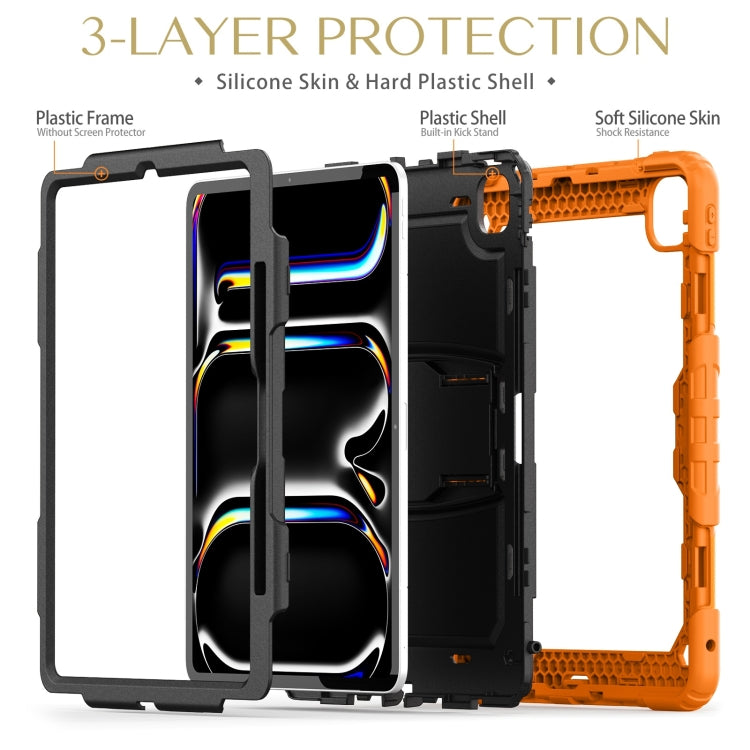 For iPad Pro 13 2025 / 2024 Silicone Hydric PC Tablet Case with Shoulder Strap & Holder