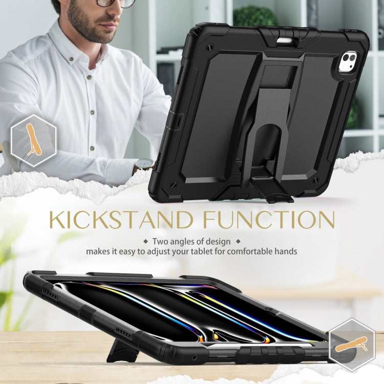 For iPad Pro 13 2025 / 2024 Silicone Hydric PC Tablet Case with Shoulder Strap & Holder